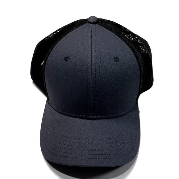 Outdoor Cap Baseball Hat Snapback Mesh Solid Blue Black - Picture 2 of 8